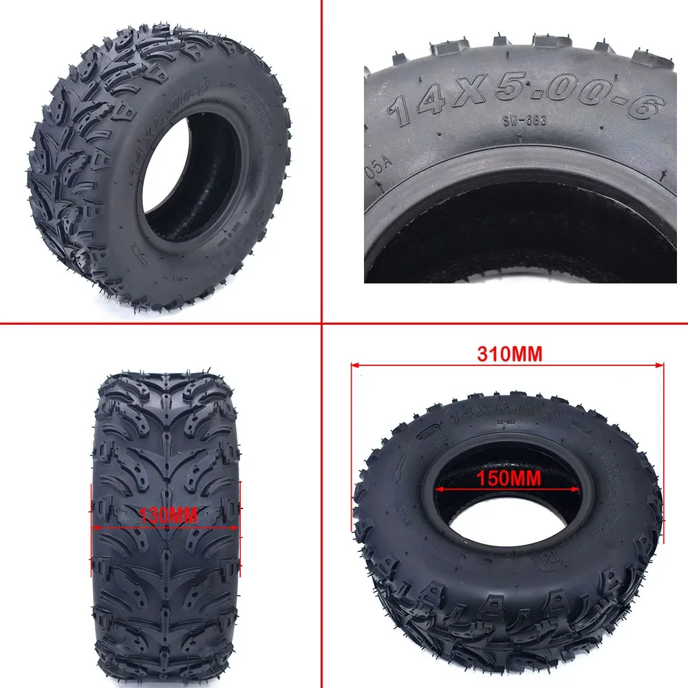 14 X 4.10-6 Front Tire & 14 X 5.00-6 Rear Tire for Mini ATV