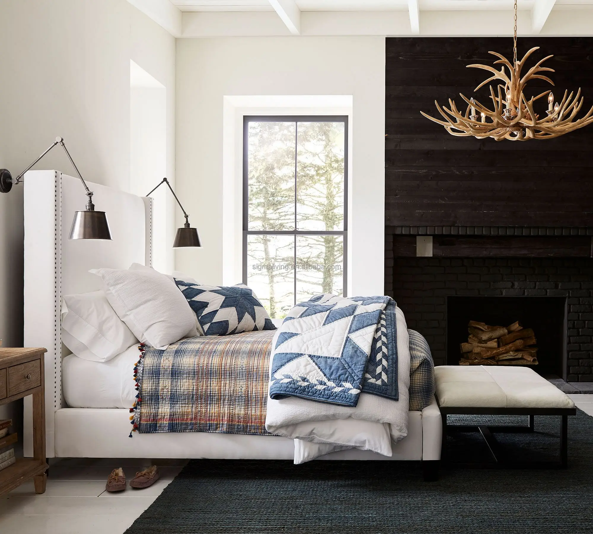 king bed kids bed bedroom furniture upholstered non-tufted tall bed