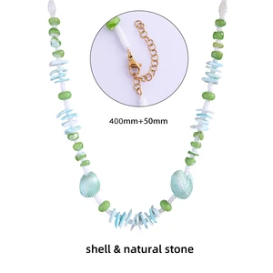 Handmade Real Natural Shell Necklace with 18K Gold Plated Stainless Steel Chain Sea-Inspired Coastal Artisan Jewelry for Parties