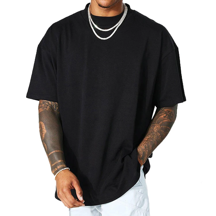 Men's Heavy Cotton T Shirt Luxury Quality Oversized Drop Shoulder Loose ...