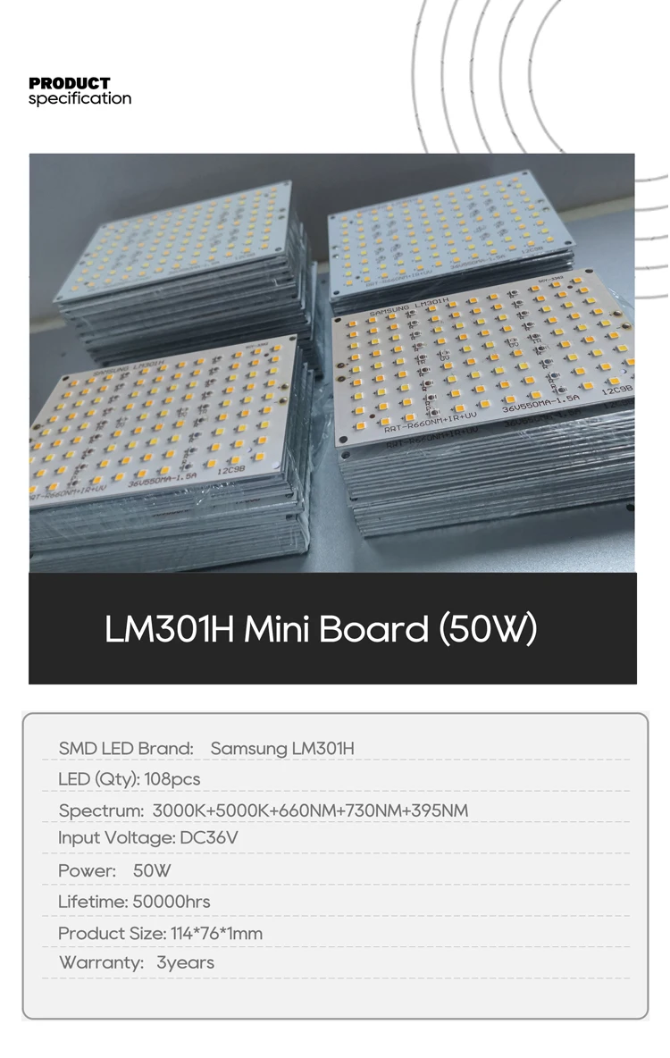 50w 108 Leds Mini Quantum Panel With Samsung Lm301h Diodes Uv Ir Full