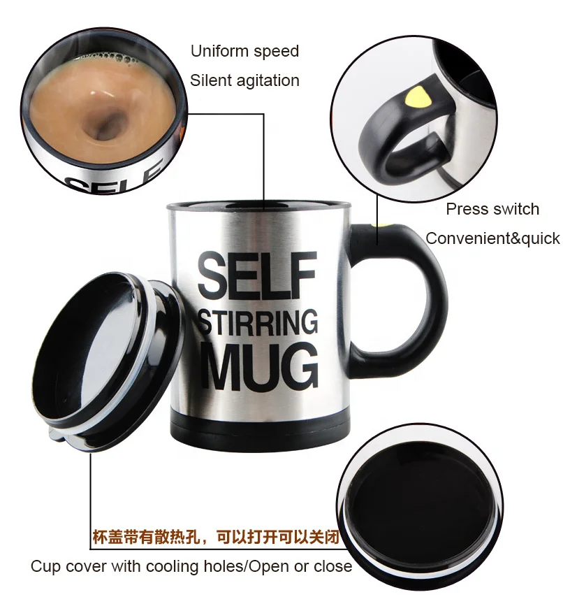 400ml Mugs Automatic Electric Lazy Self Stirring Mug Cup Coffee Milk Mixing Mug Smart Stainless Steel Juice Mix Cup Drinkware