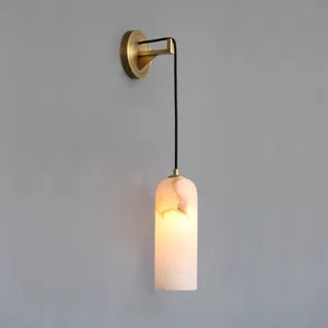 Natural marble copper wall lamp light luxury simple modern living room background wall Nordic creative bedroom bedside lamp