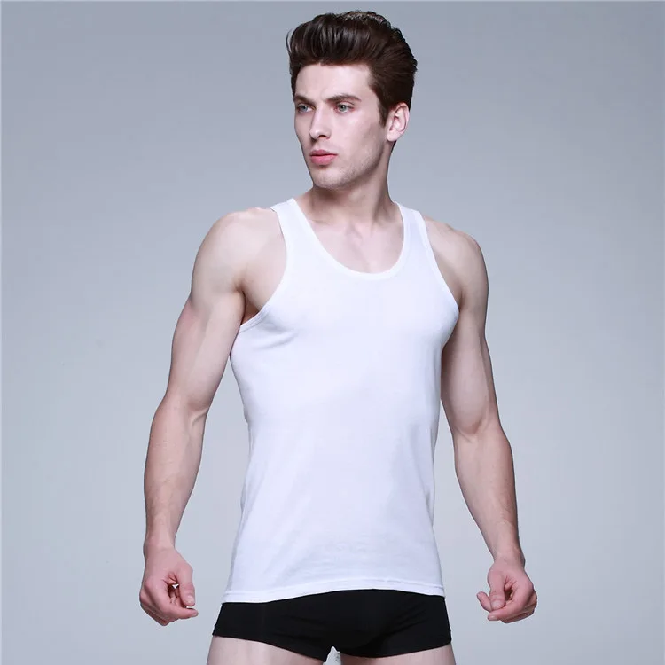 High Quality Wholesale White Undershirts Cotton Vest Tank Top Men ...