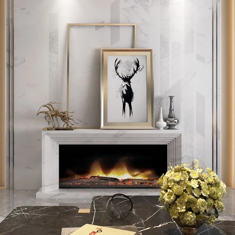 Modernes Design Luxuriöser Großer Innenbereich-kamin Aus Stein Sinterstein-marmor-kaminumrandung