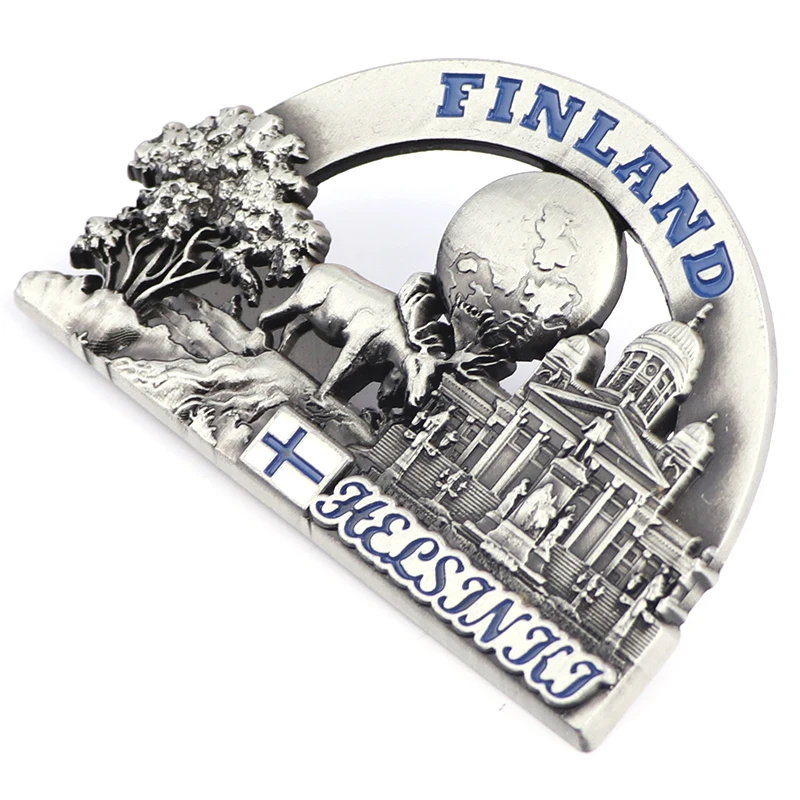 Magnete Frigorifero Decorativo - Motivo Finlandia Lapponia, Souvenir Da Viaggio, 5x5x1,8 Cm