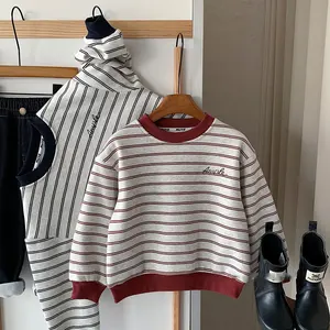 Customized Winter Fleece Sweatshirt for Children Unisex Korean Style Thickened Cotton Blend Casual Warm Clothes for Kids