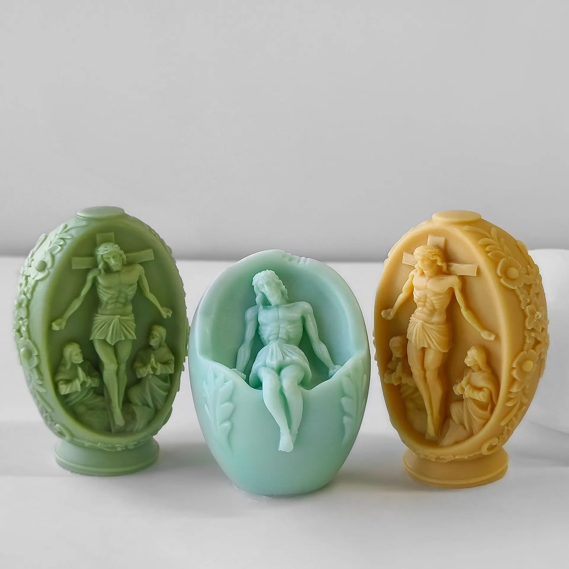 CARATTE New Easter Religious Silicone Mold Jesus Virgin Mary Angel Candle Mold for DIY Handmade Soap