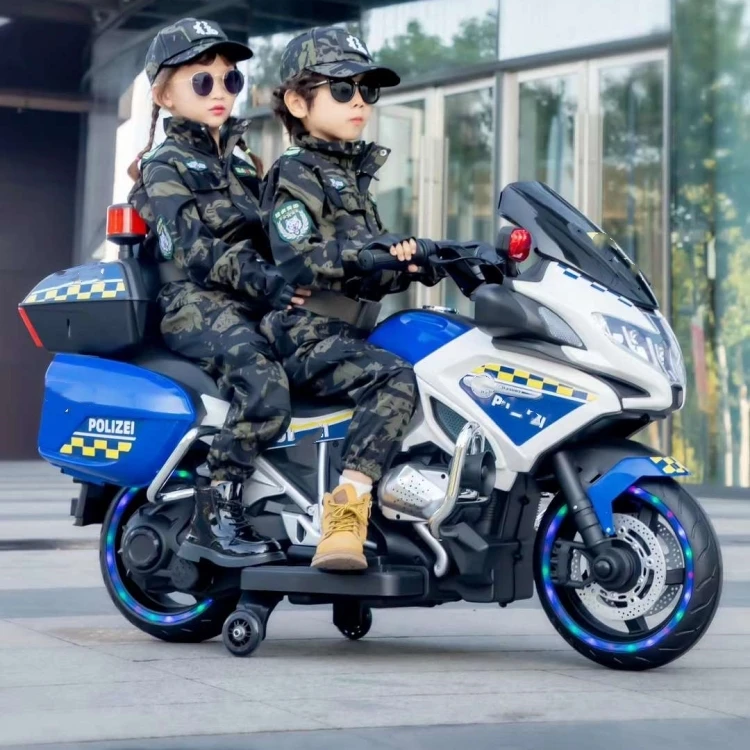 Moto électrique Police 6V Pour Enfants 3-6 Ans – 3 Roues Stables, Musique, Lumières LED – Charge 30 Kg, Vitesse 5 Km/h – Rouge