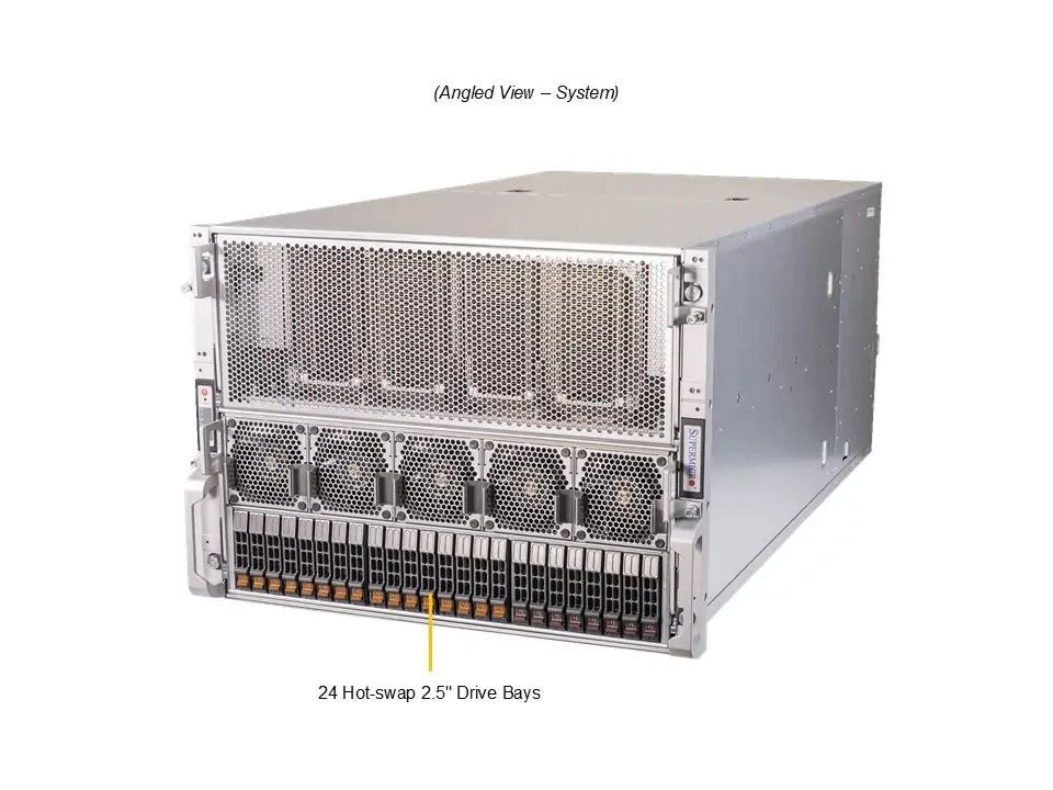 8U GPU Server with AMD EPYC 9004 Processors and 8 Onboard GPUs for High Performance Computing