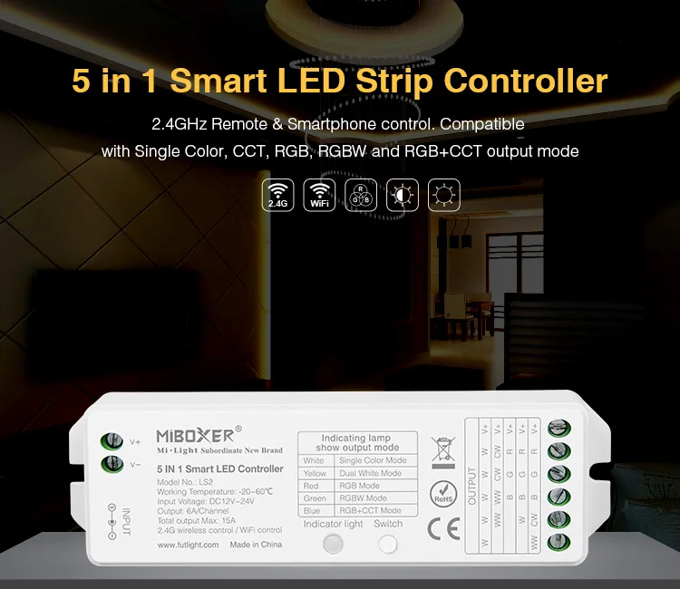 Wireless Remote Controller Wifi 2.4G RF Dimmer for RGBW RGB CCT LED Strip Lights 