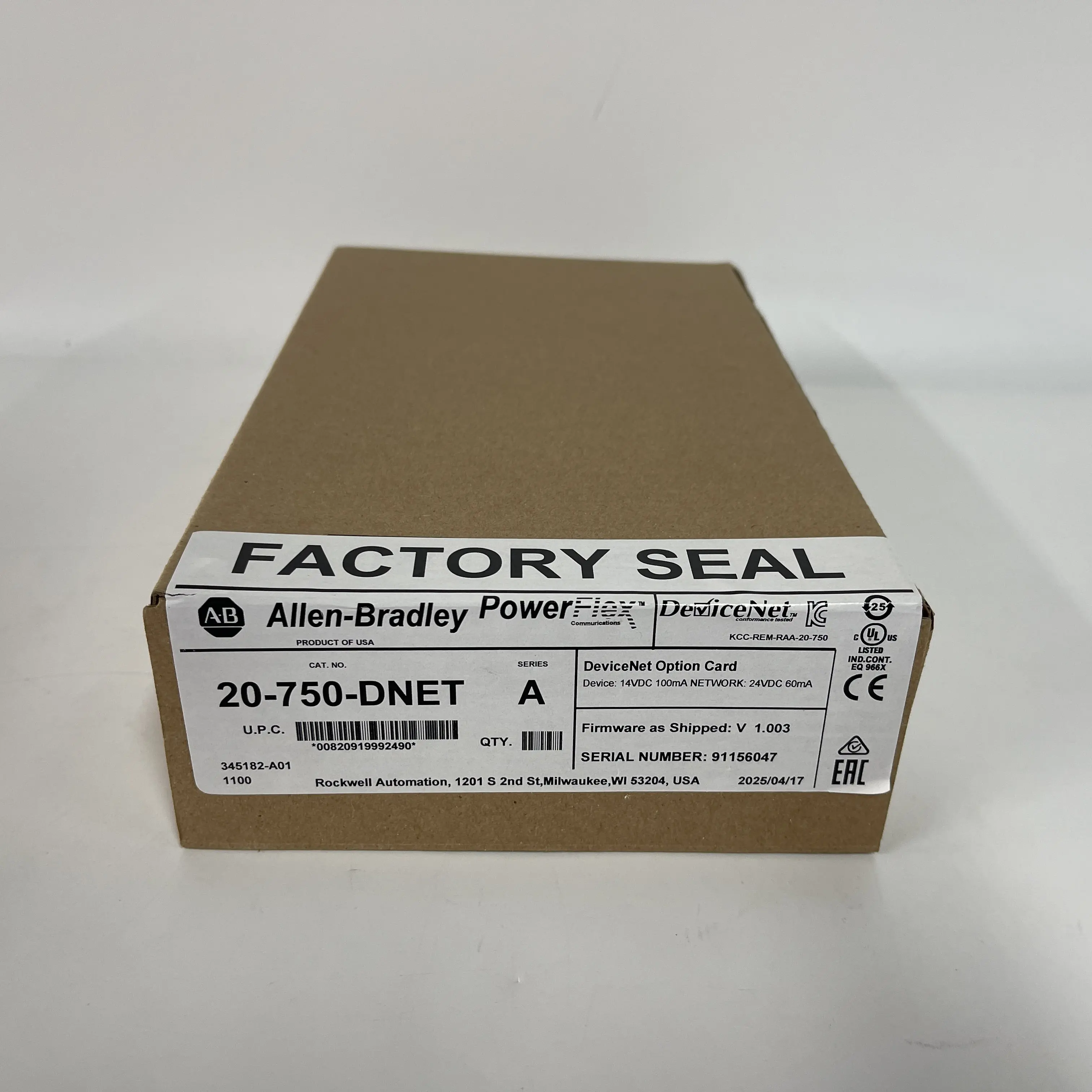 Allen-Bradley DeviceNet Option Card 20-750-DNET