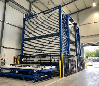 EBILTECH Automatic Bars and Tubes Storage Vertical Roll Out Metal Sheet Tower Automation Systems for Sheet