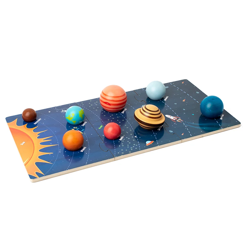 Toddler Wooden Education Toy 3D Puzzle Solar System Planet Toys Cognition Learning toys for 3 years baby