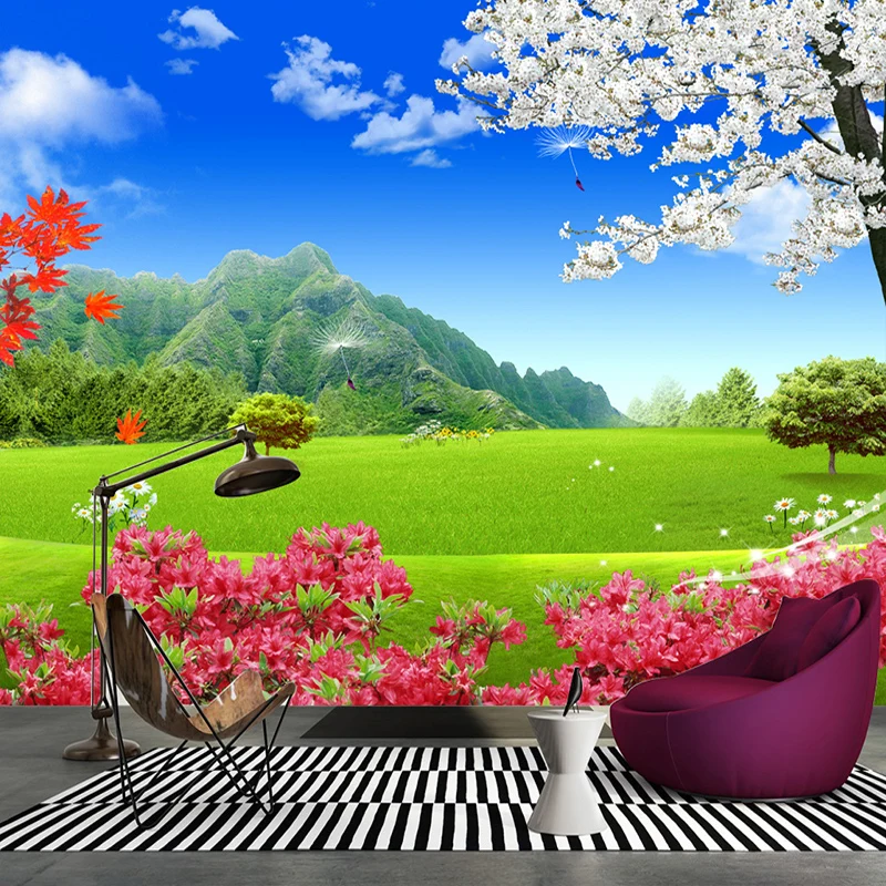 Garden Forest Landscape Natural Wallpaper, Carnival Mask On The Garden For  3d Living Room Bedroom TV 3D Wallpaper Home Decoration Mural Wallpaper For  Walls Stock Photo, Picture and Royalty Free Image. Image