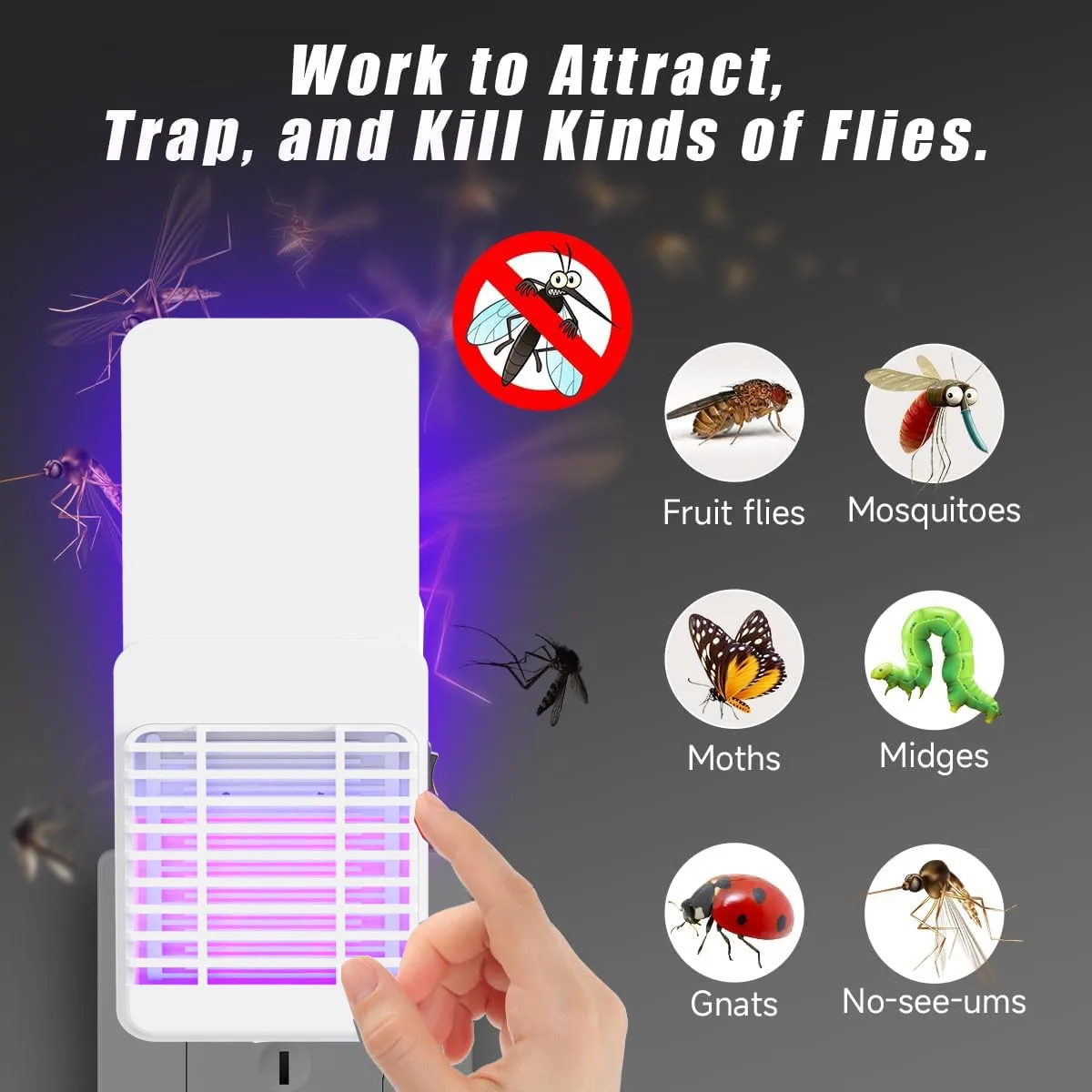 Saijzek Non-Toxic New luxury Flying Insect Trap Gnat Moths Catcher Sticky Fly Catch Trap  Uv Light Fly Trap Indoor manufacture