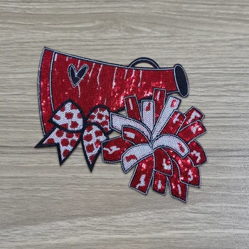 Wholesale Custom Sequin Cheer Embroidery Patches Iron On Patches