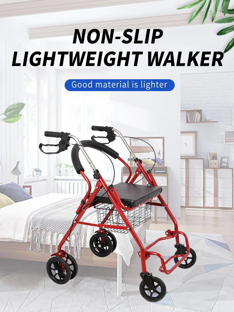 4 Wheels Rollator - Lightweight Foldable Walker Aid