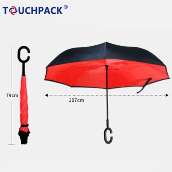 Promotion Items Reverse Folding Umbrellas for Car Rain Outdoor with C-Shaped Handle