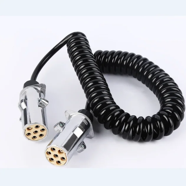 Connecteur de câble enroulé flexible pour remorques, 7 broches