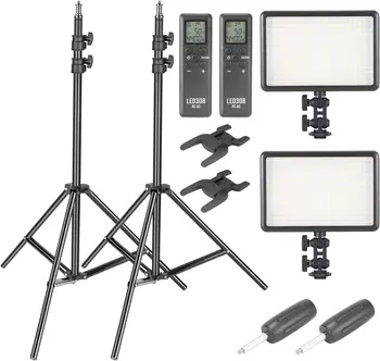 Neewer 308C LED Video Light and Stand Lighting Kit - 380 Pieces Dimmable LED Panel with Wireless Remote Control and 6.5 Feet detail image