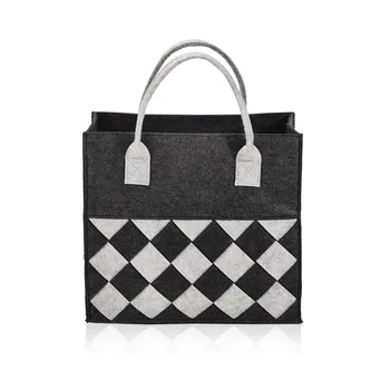 Spot wholesale custom large capacity checkerboard large, medium and small size supermarket shopping to work commuting felt bag