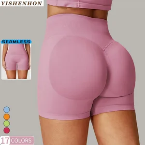 YISHENHON 2026 Women's High-Waist Seamless Scrunch Fitness Yoga Shorts Quick Dry  Colors Custom Logo Hot Sale Unique Print