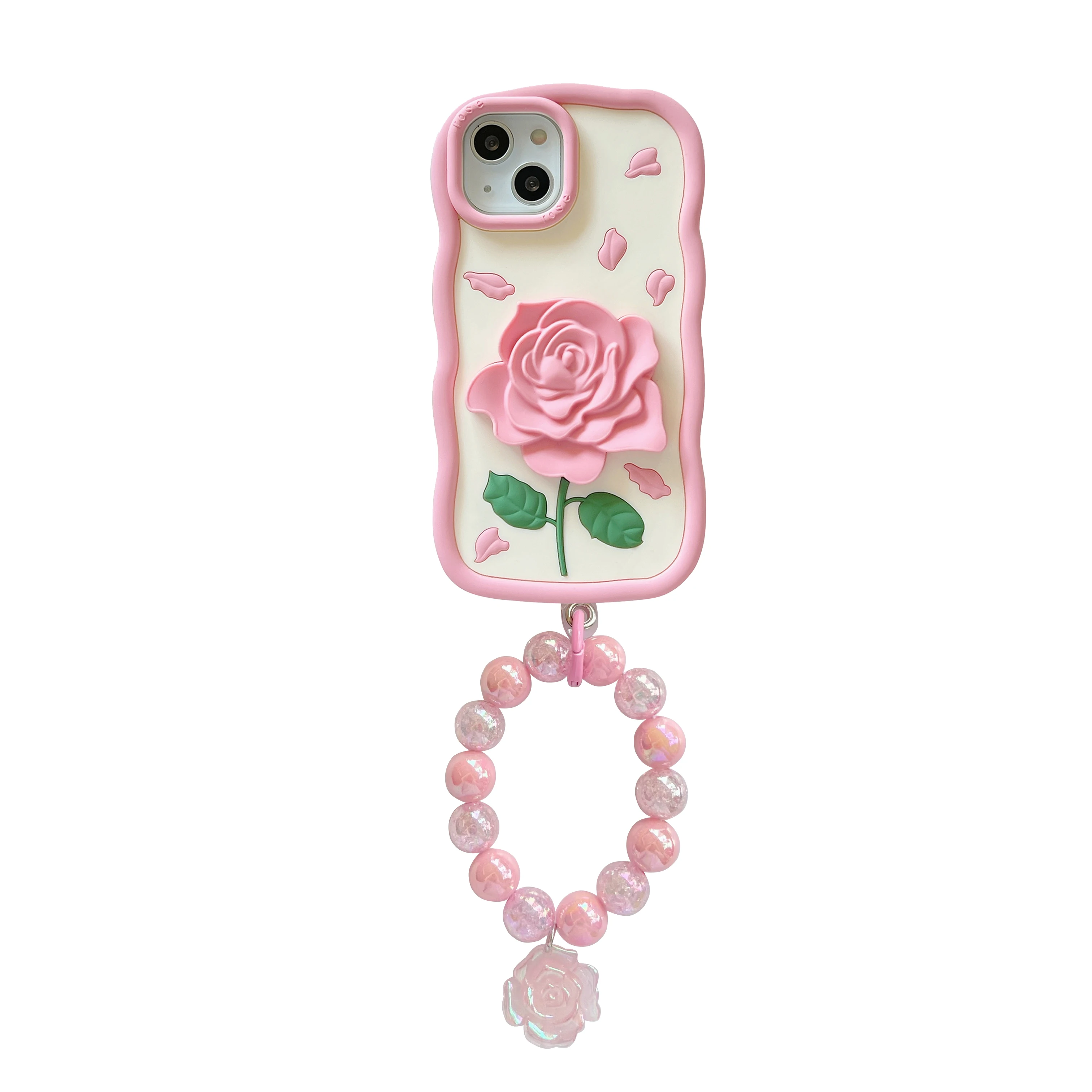 Wholesale 3D Flower Silicone Phone Case for iPhone 11 12 13 14 Pro Max Case  with chian From m.