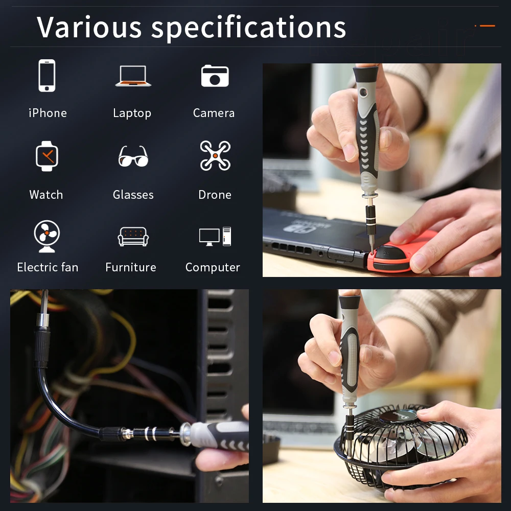 Kingsdun Screwdriver Set 130 in 1 Portable Magnetic Screwdriver Tool Set with 120Pcs Interchangeable Precise Bits for Computer