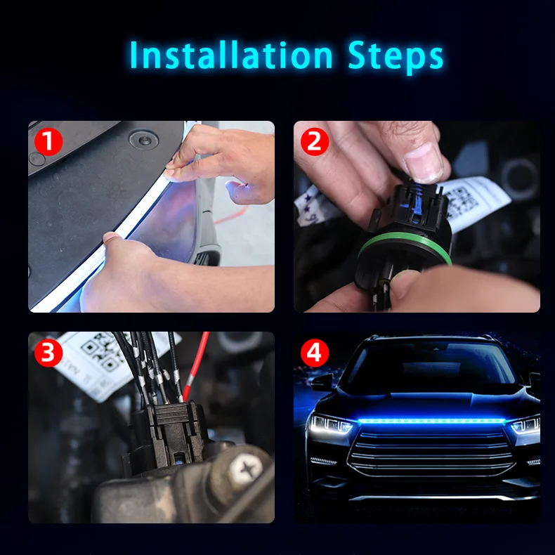 1224v Led Truck Car Vehicle Hood Daytime Running Light Flexible Car