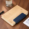 Livre à boucle magnétique en cuir bleu/bambou