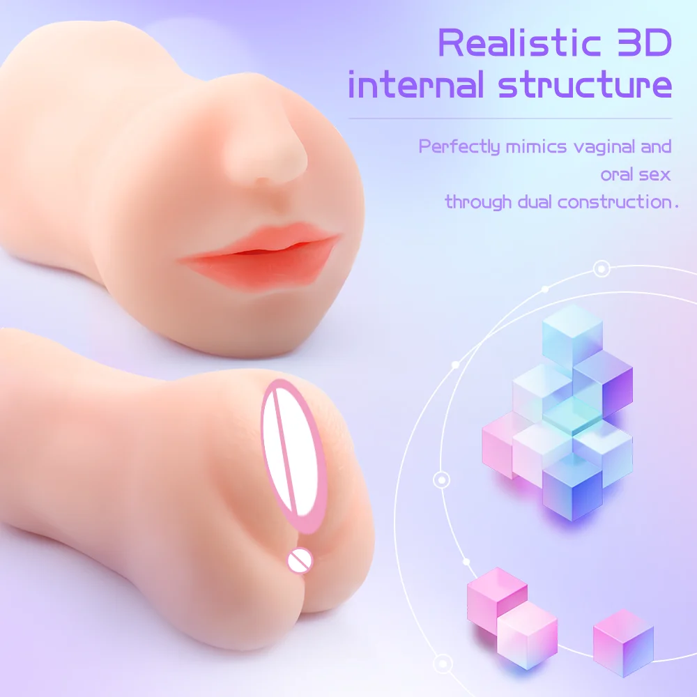 S-HANDE 3 in 1 Artificial Pussy Mouth Vagina Anal Realistic Pocket Pussy Deep Throat Sex Toys for Men