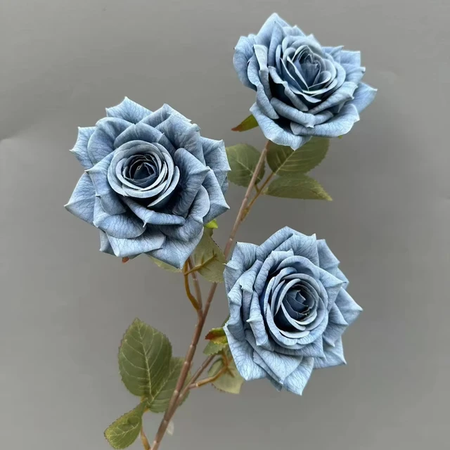High-End Three-Head Printed Manta Cappuccino Rose Artificial Wedding Flower Mother's Day Easter New Year Halloween Back School