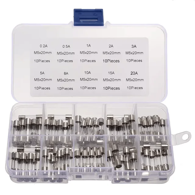 100PCS 5X20MM glass fuse box 10 fuses of 10 resistances each 0.2A-20A