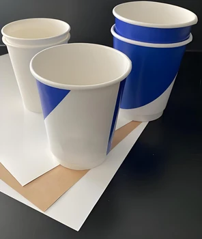 Custom Eco-friendly PE coated food grade paper cupstock disposable Embossed matte and glossy lamination biodegradable paper cup