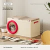 Cat box-single layer with scratching board-rose red