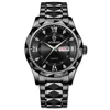 9 black dial black steel strap - for men