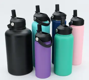 Custom Patent Wholesale 32oz/40 OZ Powder coated Double wall stainless steel vacuum insulated water bottles with straw lid