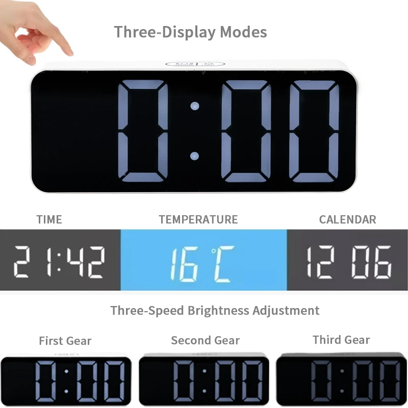 Mirror Living Bedroom Clock Multi-Function Student Electric Present Sleep Simple Kitchen Temperature Household Desktop Clocks