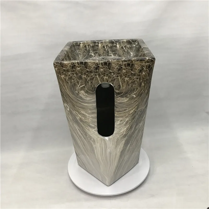 High Quality Marble Black Design Ceramic Bathroom Hand Wash Sink Pedestal Basins