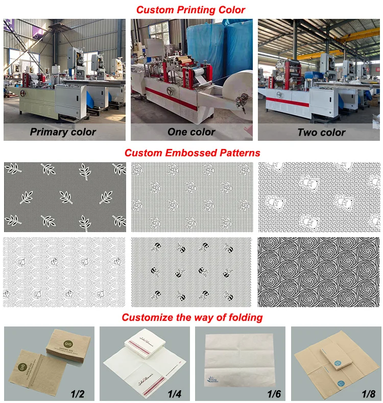 Machines for Small Businesses Napkin Tissue Paper Making Machine with Customized Color Napkin Printing Machine