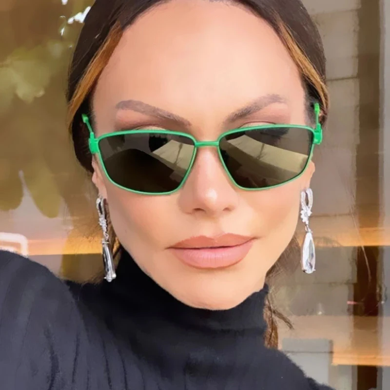 SO&EI Occhiali da sole vintage Cat Eye da donna Moda verde oliva Occhiali da sole sfumati di tendenza da uomo  200000297