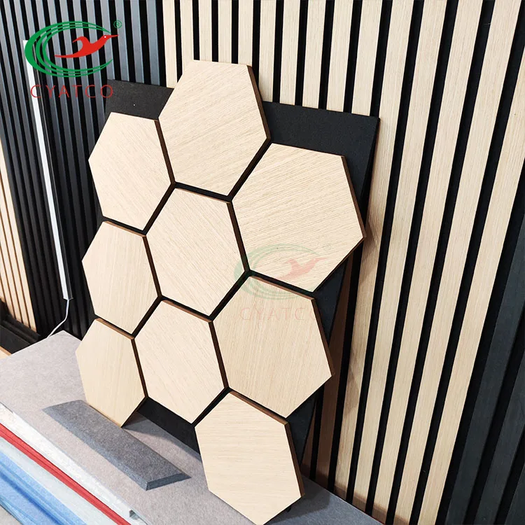 EWART WOODS Art mural hexagonal en bois Décor sculpture géométrique