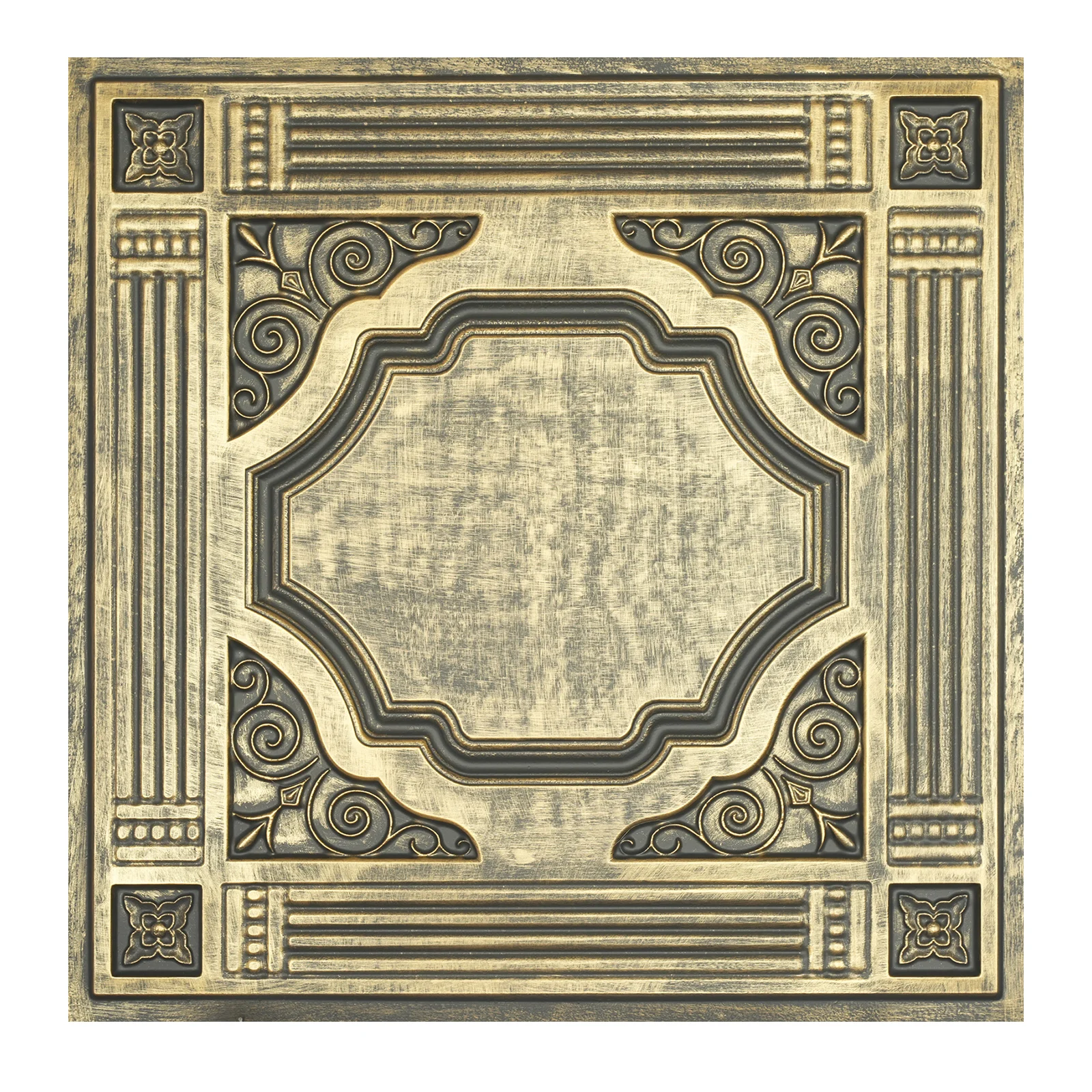 Decorative ceiling panels Artistic 3D ceiling tile Easy to Install PVC Panels Wall decor for Cafe Club PL65 Ancient gold
