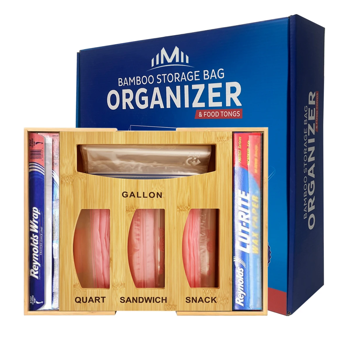 Custom Kitchen 6 In 1 Wooden Bamboo Expandable Zip Lock Ziplock Bag