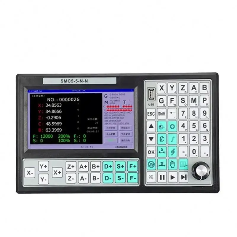 TEBAK CNC SMC5-5-N-N 5-axis RTCP Offline USB Controller Replaces Mach3 Cyclmotion 500KHz G Code 7-inch Large Screen