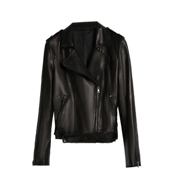 Waterproof women leather coats for ladies motorbike zipper sleeve Female Short Coat Jacket Outwear fur coat