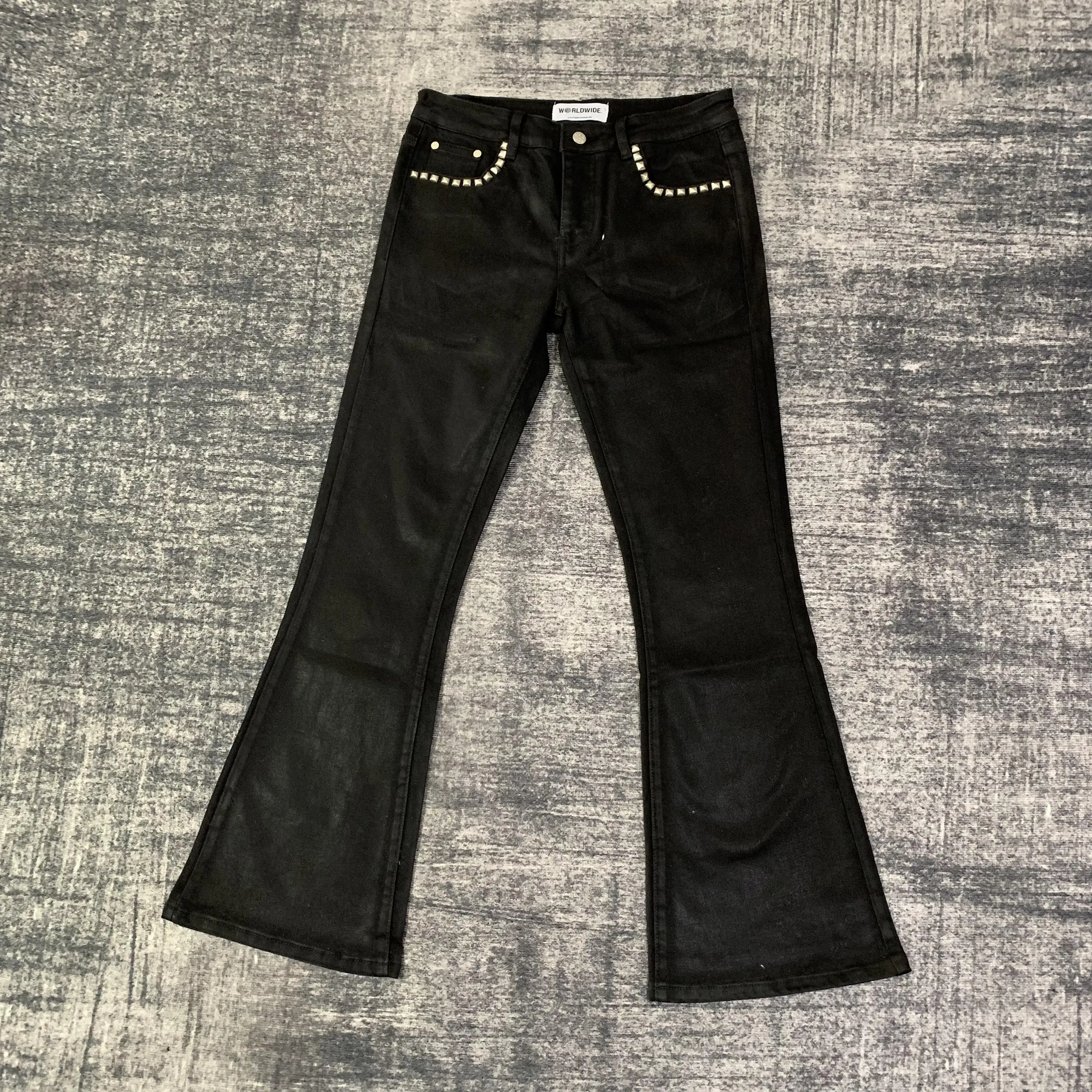 DENIMGUYS Custom Overall Waxing Flare Denim Jeans for Men and Women
