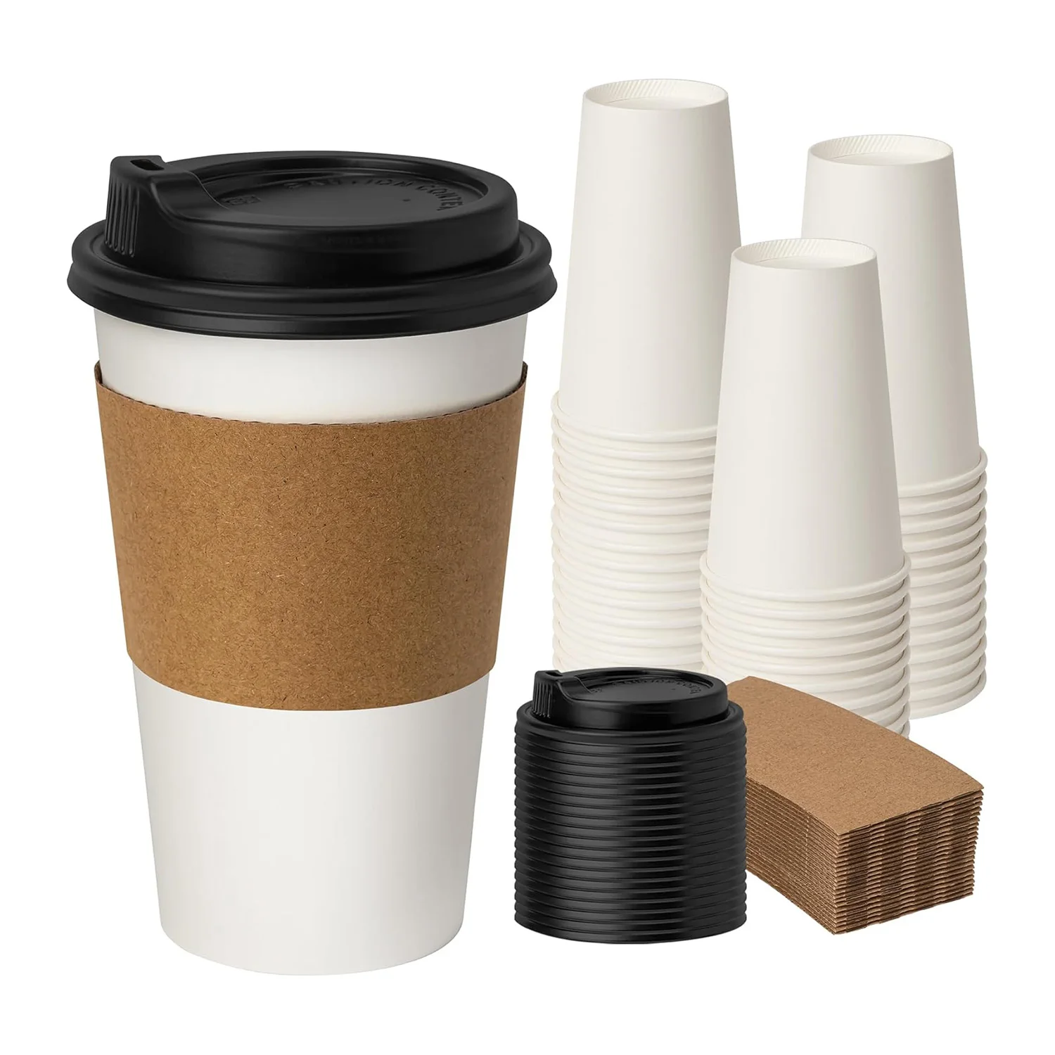 Customizable Beverage Cup Sleeve Disposable Kraft Cardboard Hot Drink Holder With Logo Printed