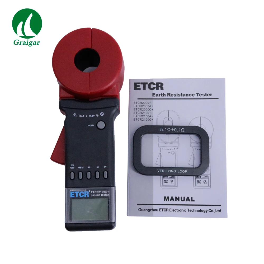 ETCR2100A Digital Clamp On Ground Earth Resistance Tester Meter 1-199Ω 